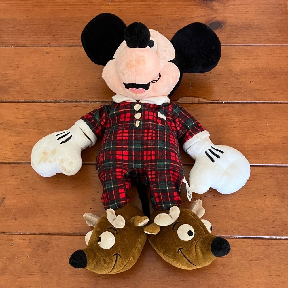 Vintage Christmas Mickey Mouse Stuffed Animal
